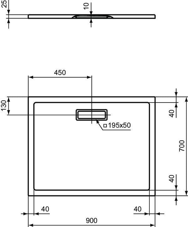 IDEAL STANDARD Rechteck-Brausewanne Ultra Flat New 900x700x25 mm Weiß – bodenebener Einbau