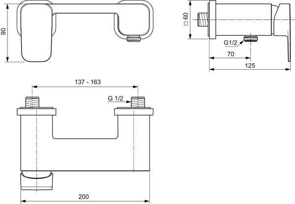 IDEAL STANDARD Tonic II Brausearmatur Aufputz 70 mm Chrom Einhandhebelmischer