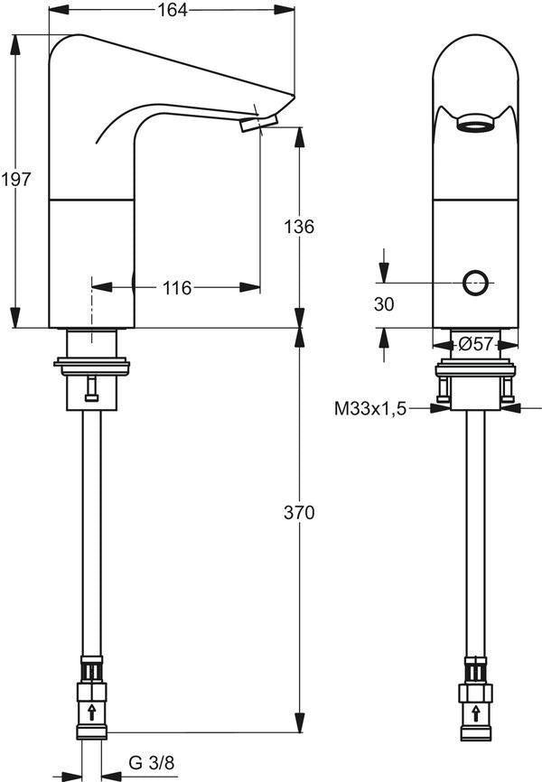 IDEAL STANDARD Ceraplus Sensor-Waschtischarmatur, batteriebetrieben, Infrarot, Ausladung 116 mm, Chrom