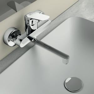 Ideal Standard Ceraflex Wand-Waschtischarmatur, Ausladung 160 mm, Chrom – Einhandhebelmischer mit Keramikkartusche