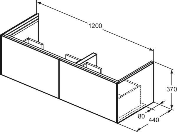 Ideal Standard Conca Möbelwaschtischunterschrank 1200 mm, 2 Auszüge, Weiß Matt
