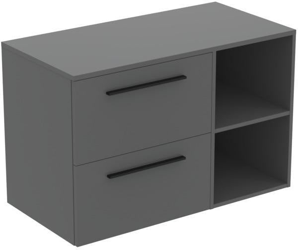 Ideal Standard i.life B Möbel-Set 100 cm mit 2 Auszügen und 2 offenen Fächern in Gr. Schwarz Weiß matt