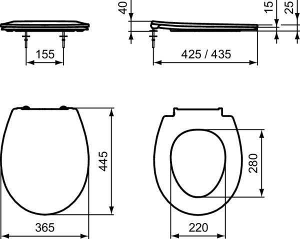 Ideal Standard WC-Sitz Eurovit in Weiß – Duroplast mit Deckel und Edelstahl-Scharnieren