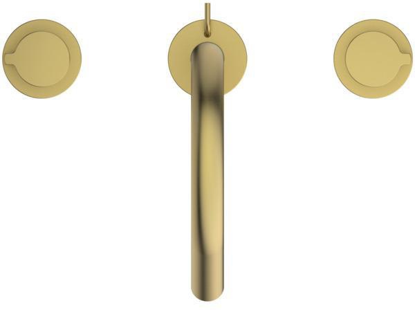 Ideal Standard Joy 3-Loch Waschtischarmatur in Brushed Gold mit Ablaufgarnitur, 127 mm Ausladung