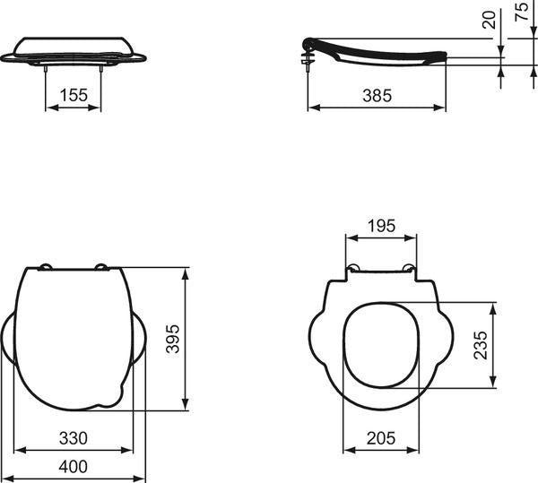 IDEAL STANDARD Contour 21 Schools Kinder-WC-Sitz für 3-7 Jahre, Weiß, mit Deckel