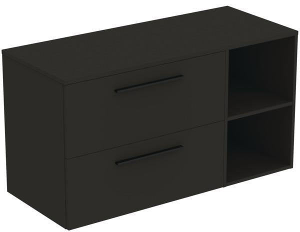 Ideal Standard i.life B Möbel-Set 120 cm – 2 Auszüge, 2 offene Fächer, Schwarz Weiß matt