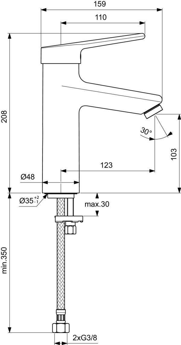 Ideal Standard Ceraplus Grande Waschtischarmatur Chrom 123 mm ohne Ablaufgarnitur