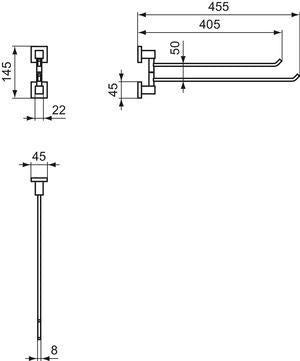 IDEAL STANDARD IOM Cube Doppelte Handtuchstange in Chrom – 455 mm, schwenkbar, Messing
