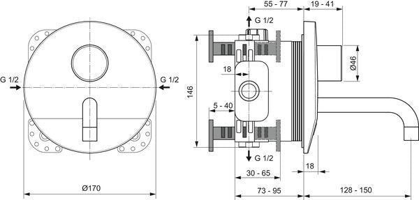 Ideal Standard Ceraplus Sensor-Wand-Waschtischarmatur, Batterie, 150 mm Auslauf, Chrom