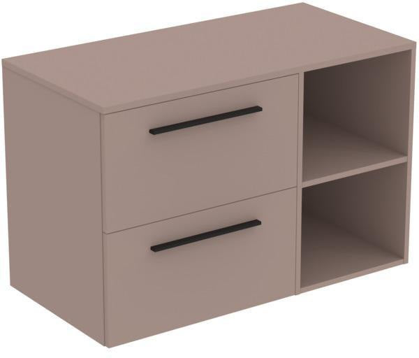 Ideal Standard i.life B Möbel-Set 100 cm mit 2 Auszügen und 2 offenen Fächern in Gr. Schwarz Weiß matt