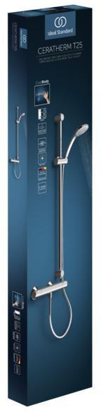 Ideal Standard Ceratherm T25 Brausethermostat mit 900 mm Brausestange und 3-Funktions-Handbrause, Chrom