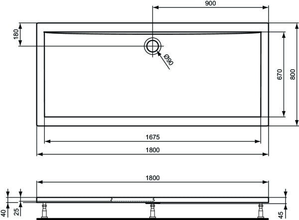Ideal Standard Ultra Light Rechteck-Brausewanne 1800x800x45mm Weiß – Sanitäracryl, flacher Einbau