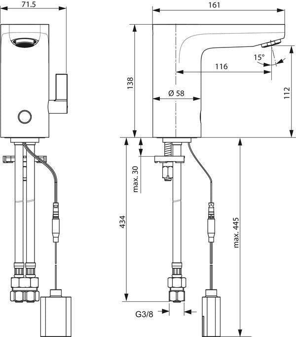 IDEAL STANDARD Ceraplus Sensor-Waschtischarmatur, batteriebetrieben, Ausladung 116 mm, Chrom