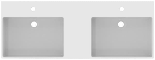 Ideal Standard Doppel-Waschtisch Extra 1215 mm, 2x 1 Hahnloch, mit Überlauf, Weiß