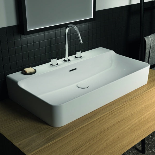 Ideal Standard Conca Aufsatzwaschtisch 800x450x165 mm, 3 Hahnlöcher, mit Überlauf, Weiß
