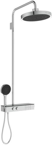 Ideal Standard Duschsystem Ceratherm Solos mit LED-Leuchtring Silver Storm – Thermostat, Kopf- & Handbrause