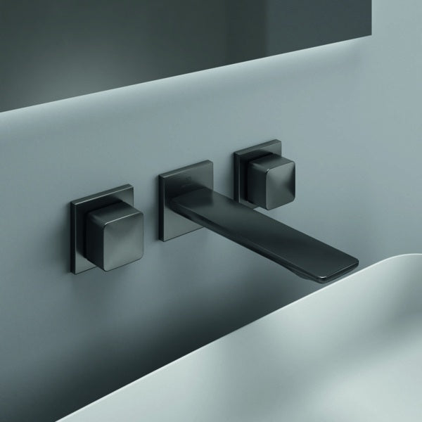 Ideal Standard Conca Wand-Waschtischarmatur, zweigriffig, Ausladung 180 mm, Brushed Gold
