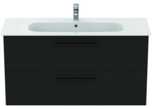 Ideal Standard i.life A Waschtischset 1240 mm mit Unterschrank und schwarzem Griff, Weiß Matt