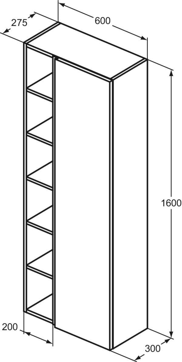 Ideal Standard Hochschrank Finesse 600x300x1600mm, Tür rechts, Greige matt, Softclose