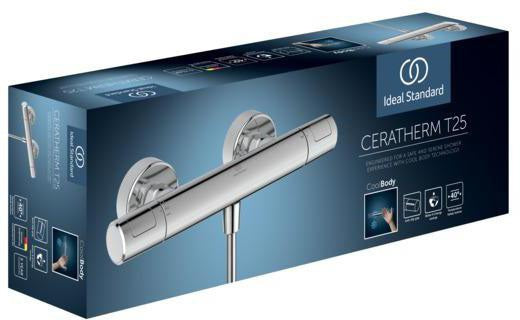 Ideal Standard Brausearmatur AP Ceratherm T25 N Chrom – Thermostat, Wandmontage