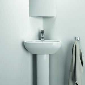 IDEAL STANDARD Eck-Waschtisch i.life A 450x410mm Weiß – 1 Hahnloch, mit Überlauf