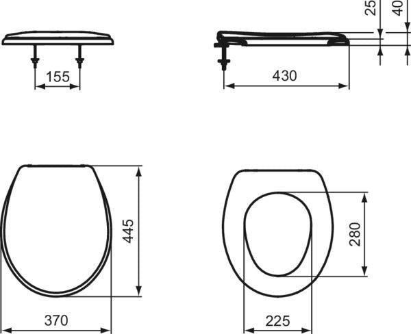 IDEAL STANDARD WC-Sitz Contour 21 mit Stangenscharnier, Weiß, Duroplast, mit Deckel