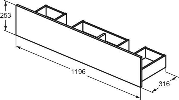 IDEAL STANDARD Eurovit+ Schublade 120 cm Hochglanz grau lackiert für Badmöbel