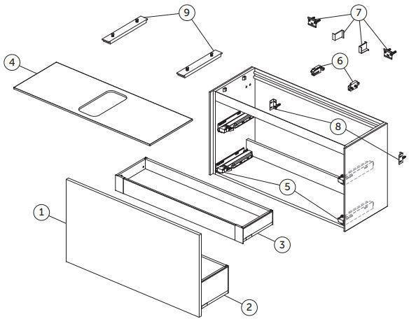 IDEAL STANDARD Conca Waschtischunterschrank 1000 mm, 1 Auszug, Eiche geflammt, wandhängend