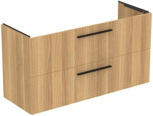 Ideal Standard i.life A Waschtischset 1240 mm mit Unterschrank und schwarzem Griff, Weiß Matt