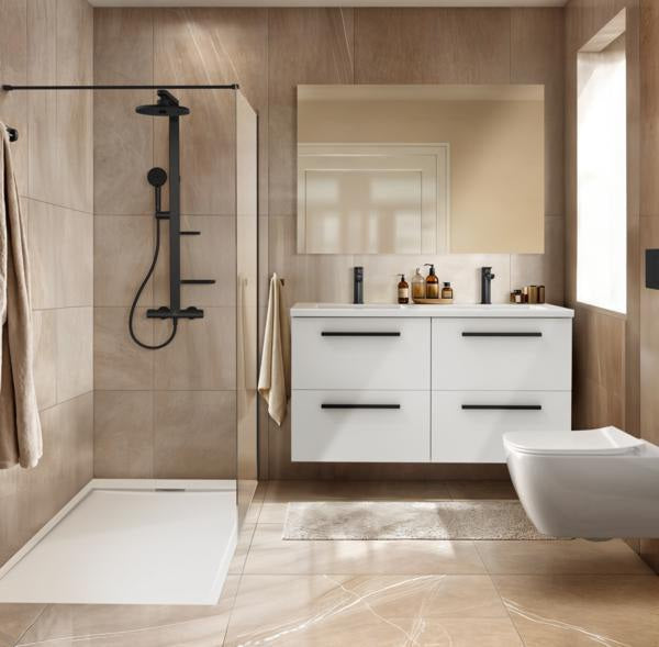Ideal Standard i.life B Möbel-Doppelwaschtisch 1210 mm Weiß mit Überlauf und 2x 1 Hahnloch