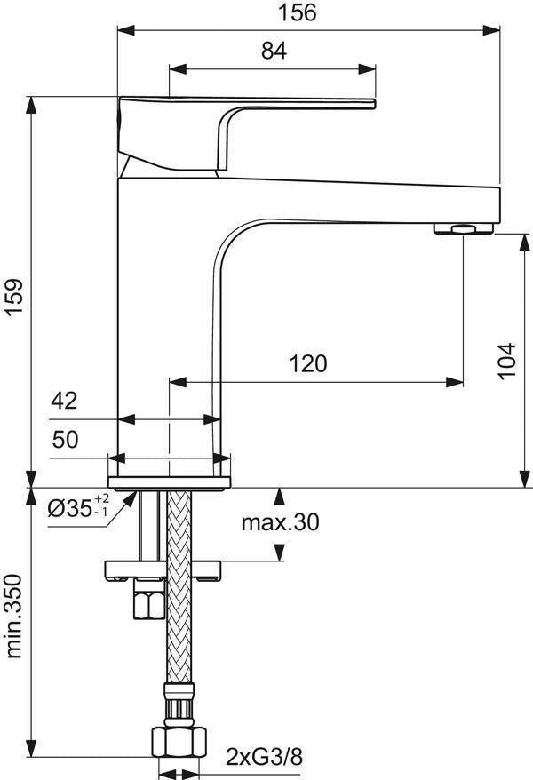 Ideal Standard Cerafine D Waschtischarmatur, Chrom, 120 mm Ausladung, ohne Ablaufgarnitur