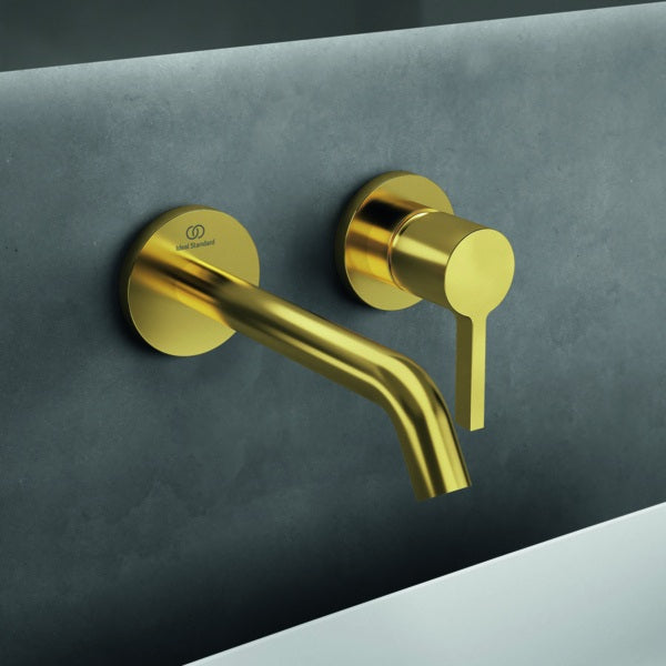 Ideal Standard Joy Wand-Waschtischarmatur in Brushed Gold, 180 mm Auslauf, runde Rosette