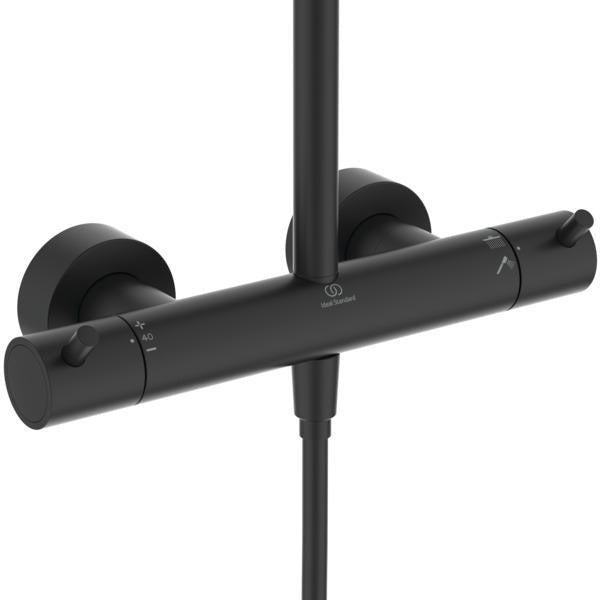 Ideal Standard Ceratherm T125 Duschsystem mit Badethermostat, Pin-Griffen und 300 mm Regenbrause in Chrom