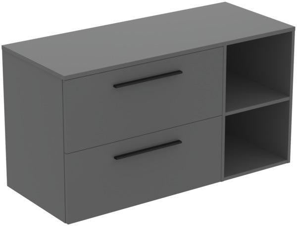 Ideal Standard i.life B Möbel-Set 120 cm – 2 Auszüge, 2 offene Fächer, Schwarz Weiß matt