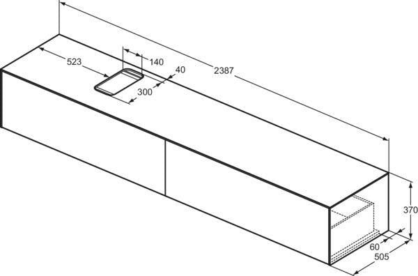 IDEAL STANDARD Conca WT-Unterschrank 2387x505x370 mm, 2 Auszüge, mit Ausschnitt, Weiß