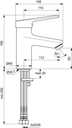 IDEAL STANDARD Ceraplus Waschtischarmatur Chrom 112 mm Ausladung – Einhandhebelmischer ohne Ablaufgarnitur