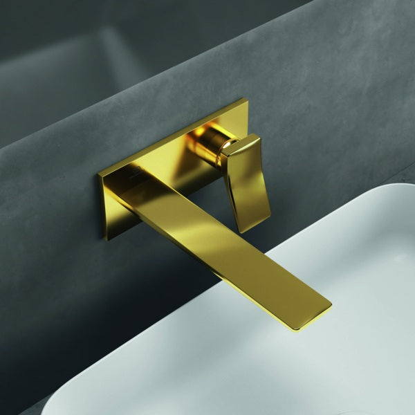 IDEAL STANDARD Conca Wand-Waschtischarmatur BS2 Brushed Gold eckige Rosette 220mm