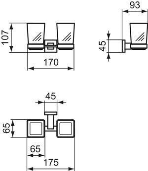 Ideal Standard IOM Cube Doppel-Zahnputzbecher Chrom, eckig, wandhängend, Messing
