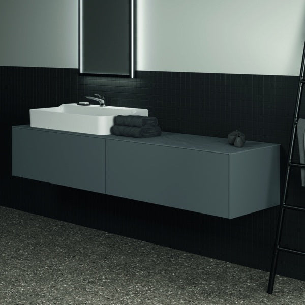 Ideal Standard Waschtischplatte Conca aus Keramik 1987x505x6 mm in Marmor Calacatta