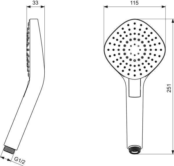 Ideal Standard Idealrain Evo Handbrause 3-Funktion, Diamond, 115 mm, Chrom – Antikalk-System