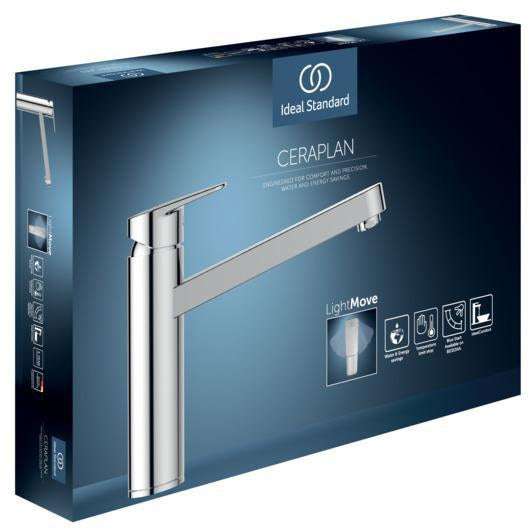 IDEAL STANDARD Ceraplan Küchenarmatur mit Rohrauslauf 204 mm Chrom, Einhebel-Mischer