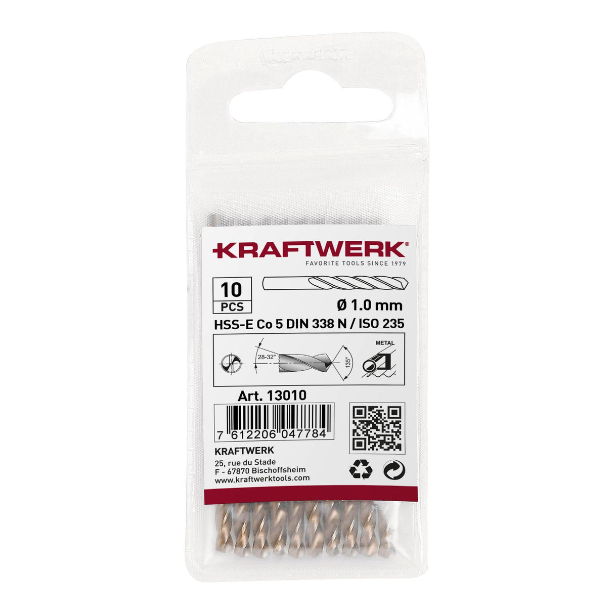 Kraftwerk Spiralbohrer HSS-E Co5 DIN 338 Ø 8.0 mm