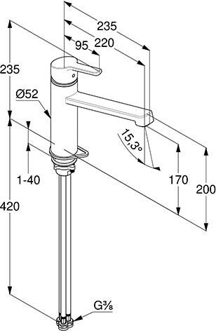 KLUDI M3 Spültisch-Einhandmischer DN 15 Chrom – 360° schwenkbarer Auslauf