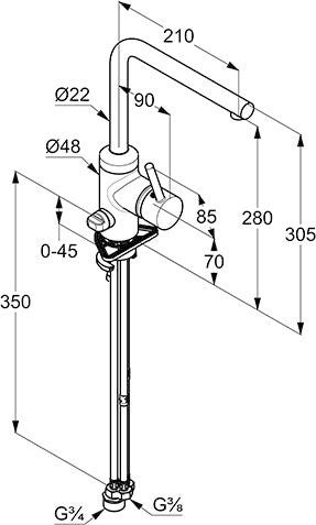 KLUDI L-INE Spültisch-Multi-Einhandmischer DN 15 chrom – mit Geräteanschluss & schwenkbarem Auslauf
