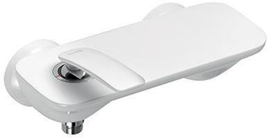 KLUDI BALANCE Brause-Einhandmischer DN 15 weiß/chrom – Wandmontage mit Temperaturbegrenzung