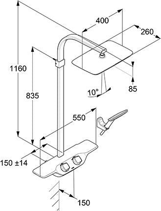 KLUDI COCKPIT Discovery Thermostat Dual Shower System chrom – Duschsystem mit Kopf- und Handbrause