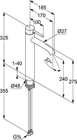 KLUDI BOZZ Waschschüssel-Einhandmischer DN 15 – verchromt, mit Temperaturbegrenzung