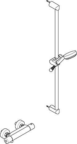 KLUDI LOGO Shower-Duo 1S Wandstange 600 mm chrom – Thermostat-Brausearmatur mit Verbrühschutz