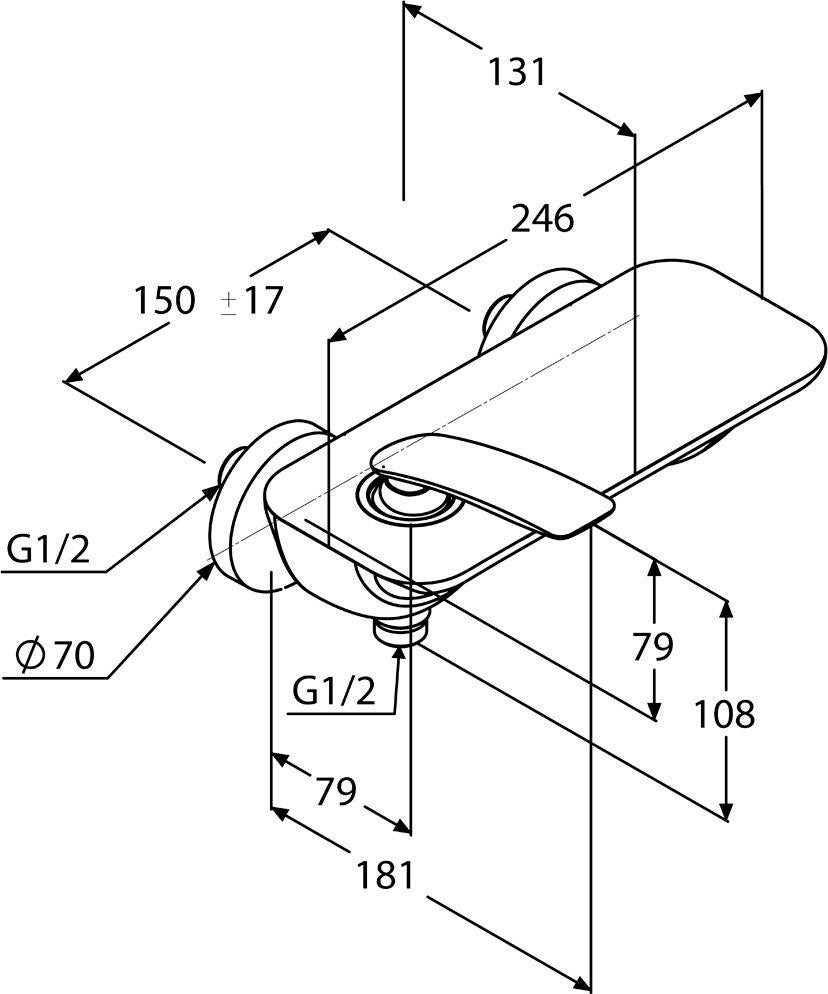 KLUDI BALANCE Brause-Einhandmischer DN 15 weiß/chrom – Wandmontage mit Temperaturbegrenzung