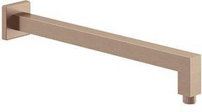 KLUDI A-QA Wand-Brausearm 400 mm eckige Ausführung Brushed Gold – Kopfbrausen-Arm mit Rosette